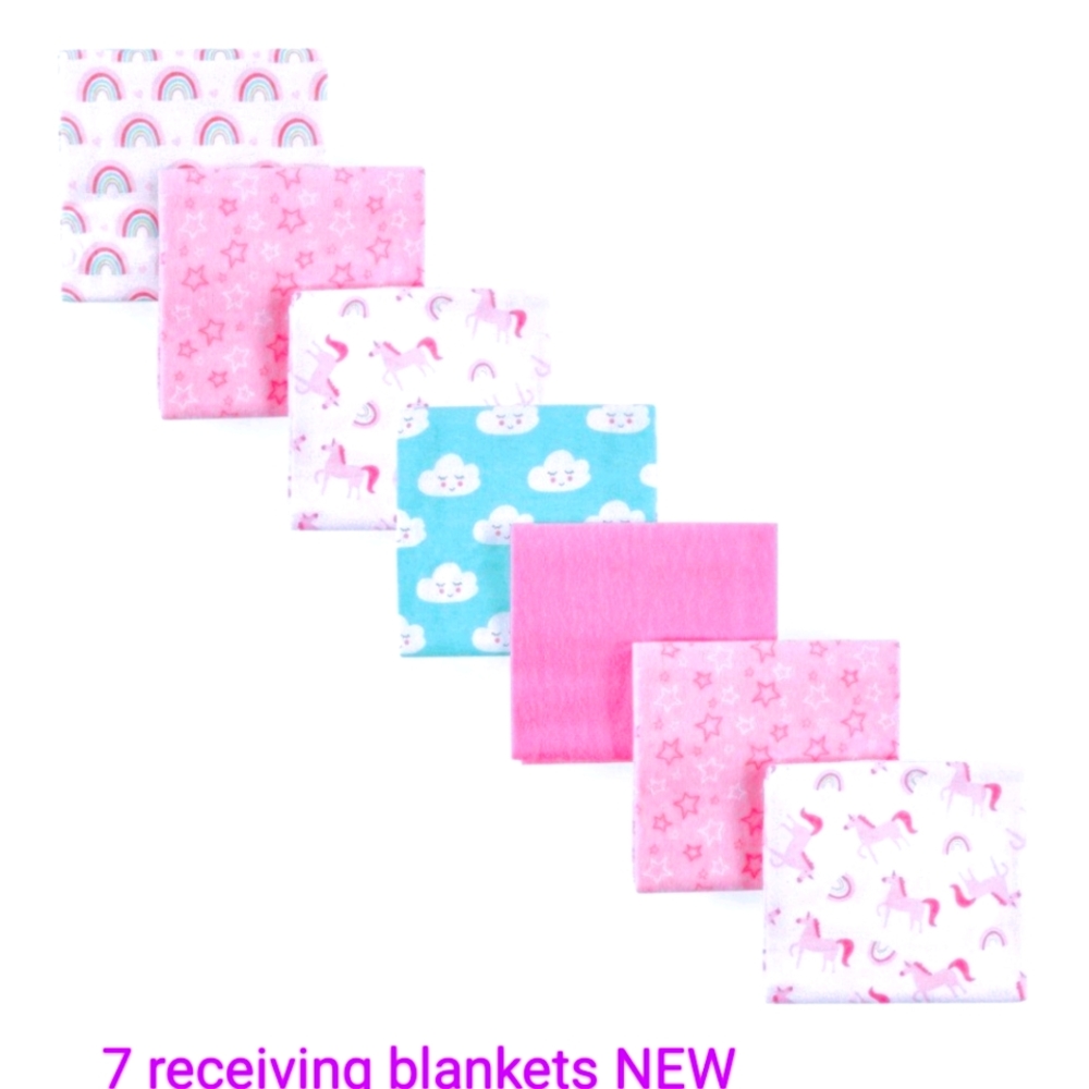 7 ok recieving BBY blankets and 1 ty babies plush